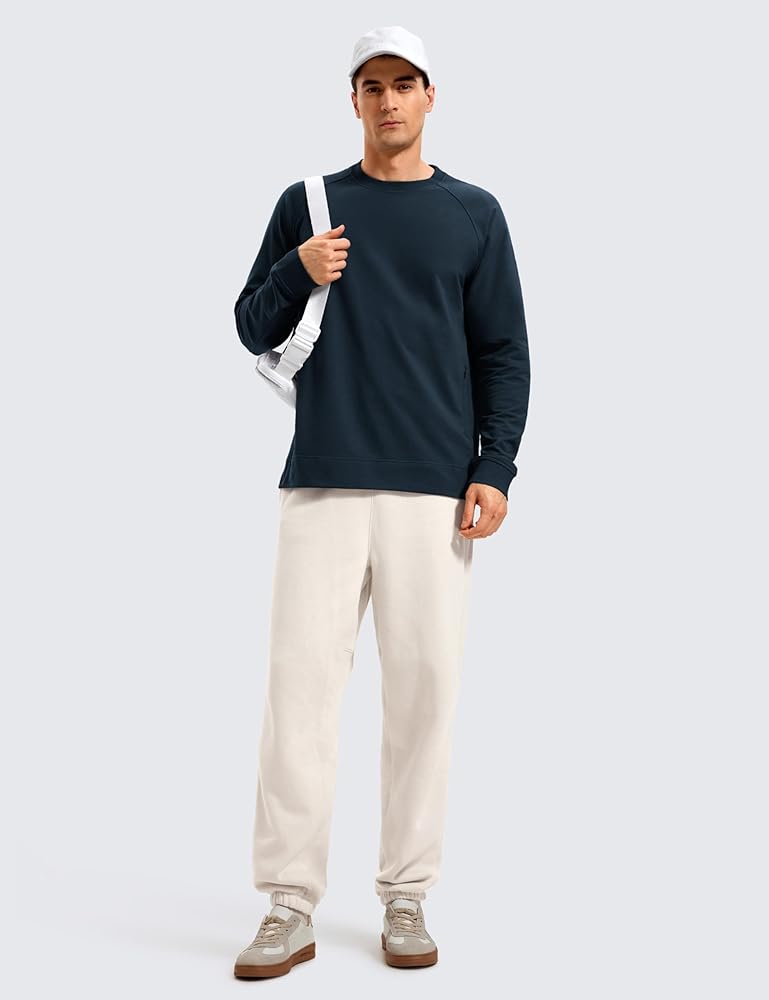 CRZ YOGA Mens Crewneck Sweatshirts French Terry Athletic Workout